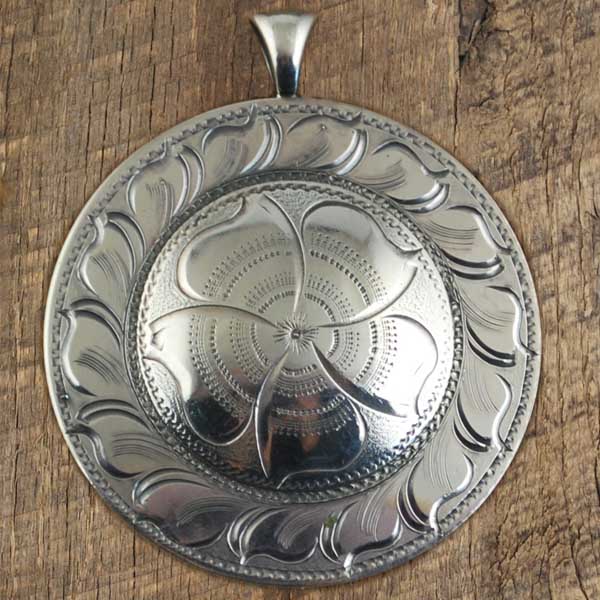 1 and 1 half double concho pendant with flower